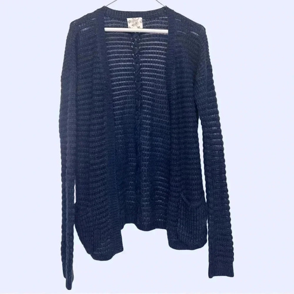 Medium Hippie Rose Navy Blue Knit Cardigan Sweater - Picture 11 of 11